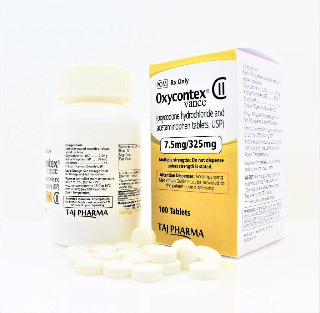 Oxycodone Hydrochloride and Acetaminophen Tablet USP (7.5 mg + 375 mg) Manufacturer from Mumbai, India