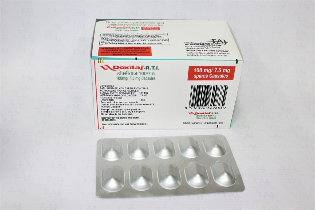 Doxycycline Hydrochloride 100mg and Ambroxol hydrochloride 7.5mg Capsules